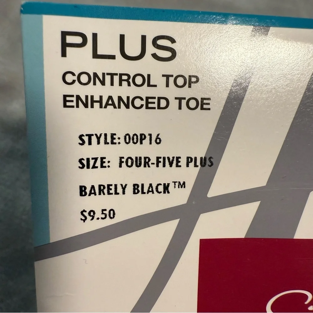 Hanes Silk Reflections‎ Silky Sheer Control Top Stockings Sz 45+ Barely Black